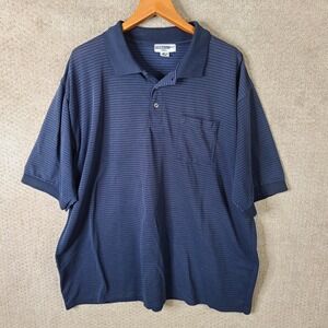 Vintage Proknit NG by Cintas‎ Shirt Mens XXXL Blue Striped Short Sleeve Polo